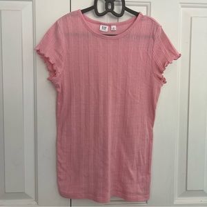Gap Kids Soft Ribbed Knit Short Sleeve Top, Girls Size XXL, Light Pink